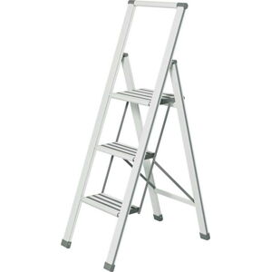 Bílé skládací schůdky Wenko Ladder Alu, výška 127 cm