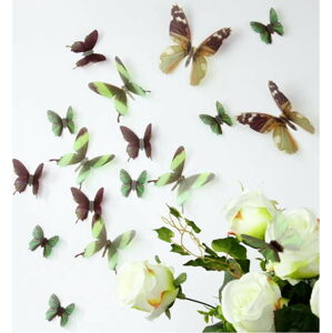 Sada 18 zelených adhezivních 3D samolepek Ambiance Butterflies