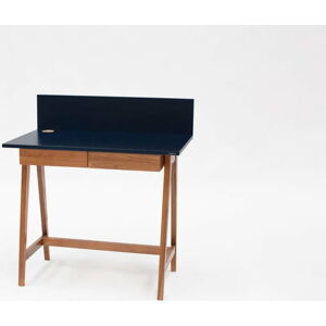 Petrolejově modrý psací stůl s podnožím z jasanového dřeva Ragaba Luka Oak, délka 85 cm