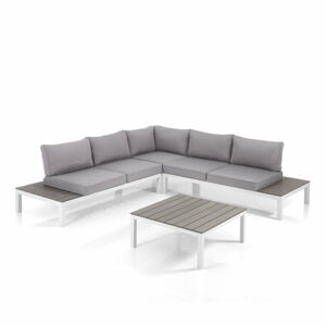 Světle šedý hliníkový zahradní lounge set pro 4 – Tomasucci