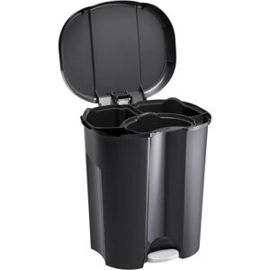 Černý pedálový odpadkový koš z recyklovaného plastu 25 l Trio - Rotho