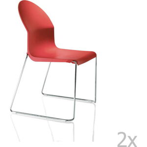 Sada 2 červených jídelních židlí Magis Aida