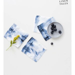 Bílé/modré látkové podtácky v sadě 4 ks – Linen Tales