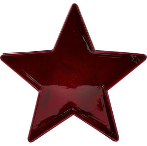 Červený servírovací tác ve tvaru hvězdy KJ Collection, 19 cm