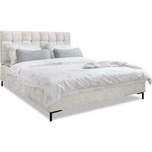 Krémová čalouněná dvoulůžková postel s roštem 140x200 cm Eve – Miuform