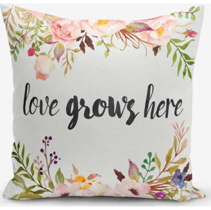 Povlak na polštář s příměsí bavlny Minimalist Cushion Covers Love Grows Here, 45 x 45 cm