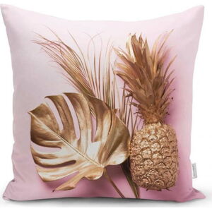 Povlak na polštář Minimalist Cushion Covers Golden Ananas and Leafes, 45 x 45 cm