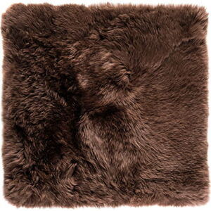 Tmavě hnědý koberec z ovčí kožešiny Royal Dream Zealand Square, 70 x 70 cm