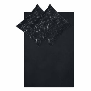 Černé povlečení na dvoulůžko z bavlněného perkálu Westwing Collection Malin, 200 x 200 cm 