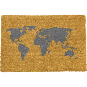 Rohožka z přírodního kokosového vlákna Artsy Doormats World Map, 40 x 60 cm