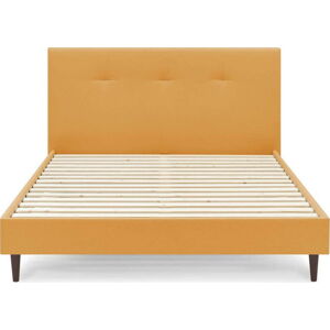 Žlutá čalouněná dvoulůžková postel s roštem 160x200 cm Tory - Bobochic Paris