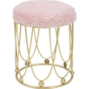 Růžová polstrovaná stolička s železnou konstrukcí ve zlaté barvě Mauro Ferretti Amelia