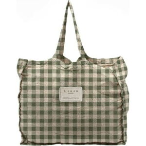 Látková taška Really Nice Things Linen Bag Green Vichy