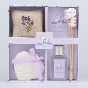 Set aroma difuzéru, vonného jílu a vonného polštářku s vůní levandule Dakls Lavender