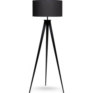 Stojací lampa s kovovými nohami a černým stínidlem Bonami Essentials Kiki
