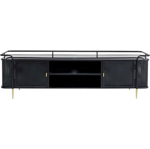 Černý kovový TV stolek 160x48 cm Fence – Kare Design