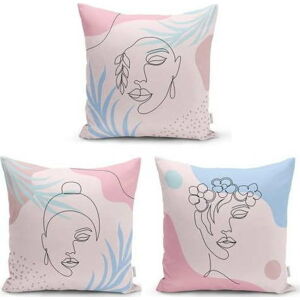 Sada 3 dekorativních povlaků na polštáře Minimalist Cushion Covers Minimalist Face, 45 x 45 cm