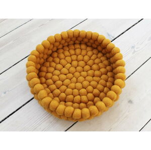 Hořčicově žlutý kuličkový vlněný úložný košík Wooldot Ball Basket, ⌀ 28 cm