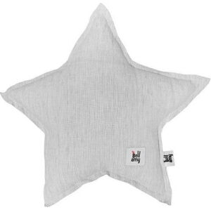 Šedý dětský lněný polštář ve tvaru hvězdy BELLAMY Stripes