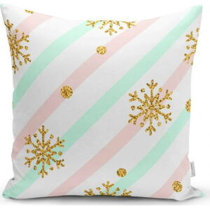 Vánoční povlak na polštář Minimalist Cushion Covers Pinky Snowflakes, 42 x 42 cm