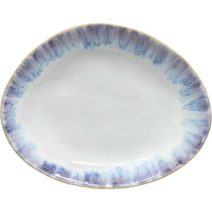 Bílo-modrý kameninový oválný talíř Costa Nova Brisa, ⌀ 20 cm