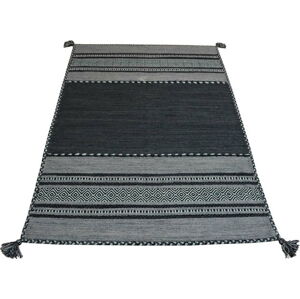 Tmavě šedý bavlněný koberec Webtappeti Antique Kilim, 60 x 200 cm