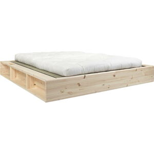 Dvoulůžková postel z masivního dřeva s futonem Double Latex a tatami Karup Design, 160 x 200 cm