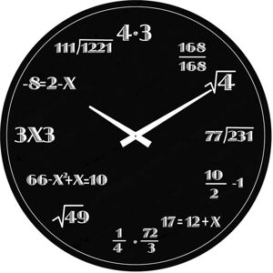 Černé skleněné nástěnné hodiny Postershop Mathematics, ø 30 cm