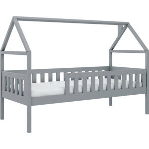 Šedá domečková dětská postel s úložným prostorem 90x200 cm Domi - Lano Meble