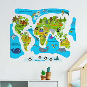 Nástěnná samolepka Ambiance Colored Baby World Map