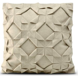 Béžový vlněný povlak na polštář HF Living Felt Origami, 50 x 50 cm