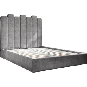 Šedá čalouněná dvoulůžková postel s úložným prostorem s roštem 140x200 cm Dreamy Aurora – Miuform