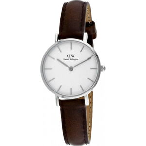 Dámské hodinky s koženým řemínkem a bílým ciferníkem s detaily stříbrné barvy Daniel Wellington Petite Bristol, ⌀ 28 mm