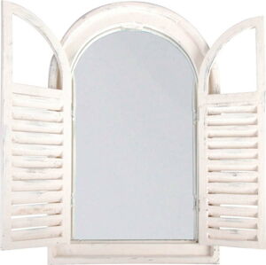 Bílé dřevěné zrcadlo s okenicí Esschert Design