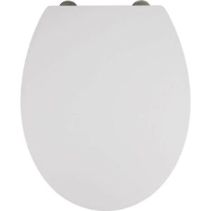 Bílé WC sedátko se snadným zavíráním Wenko Mora, 44,5 x 37 cm
