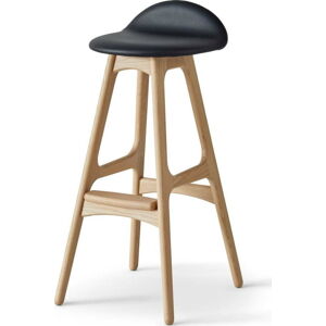 Černá/přírodní kožená otočná barová židle 86 cm Buck – Hammel Furniture