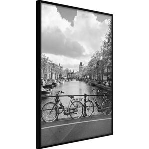 Plakát v rámu Artgeist Bicycles Against Canal, 20 x 30 cm