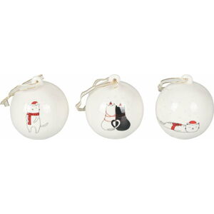 Sada 3 porcelánových vánočních ozdob Villa d'Este Xmas Cat