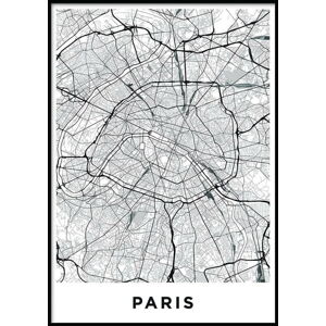 Nástěnný plakát v rámu MAP/PARIS/NO2, 50 x 70 cm