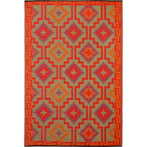 Oranžovo-fialový oboustranný venkovní koberec z recyklovaného plastu Fab Hab Lhasa Orange & Violet, 120 x 180 cm