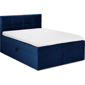 Modrá sametová dvoulůžková postel Mazzini Beds Mimicry, 180 x 200 cm