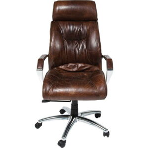Hnědá kancelářská kožená židle Kare Design Cigar