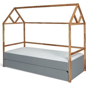 Šedá dětská postel se zásuvkou BELLAMY Lotta, 90 x 200 cm
