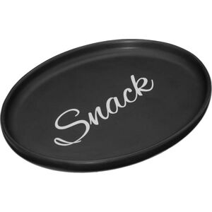 Černý kameninový servírovací talíř Premier Housewares Mangé, 17,5 x 13,7 cm