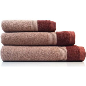 Sada 3 červených bavlněných ručníků Ethere Banda Vino