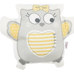 Šedý dětský polštářek s příměsí bavlny Mike & Co. NEW YORK Pillow Toy Owl, 32 x 26 cm