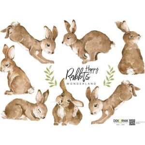 Sada 7 nástěnných samolepek Dekornik Happy Rabbits Wonderland