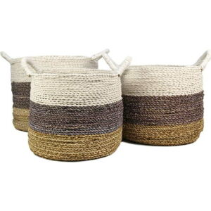 Sada 3 úložných košíků HSM collection Raffia Natural White