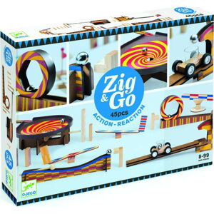 Dětská dřevěná dráha Djeco Zig Go, 45 dílků