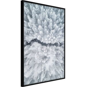 Plakát v rámu Artgeist Winter Forest From a Bird's Eye View, 40 x 60 cm